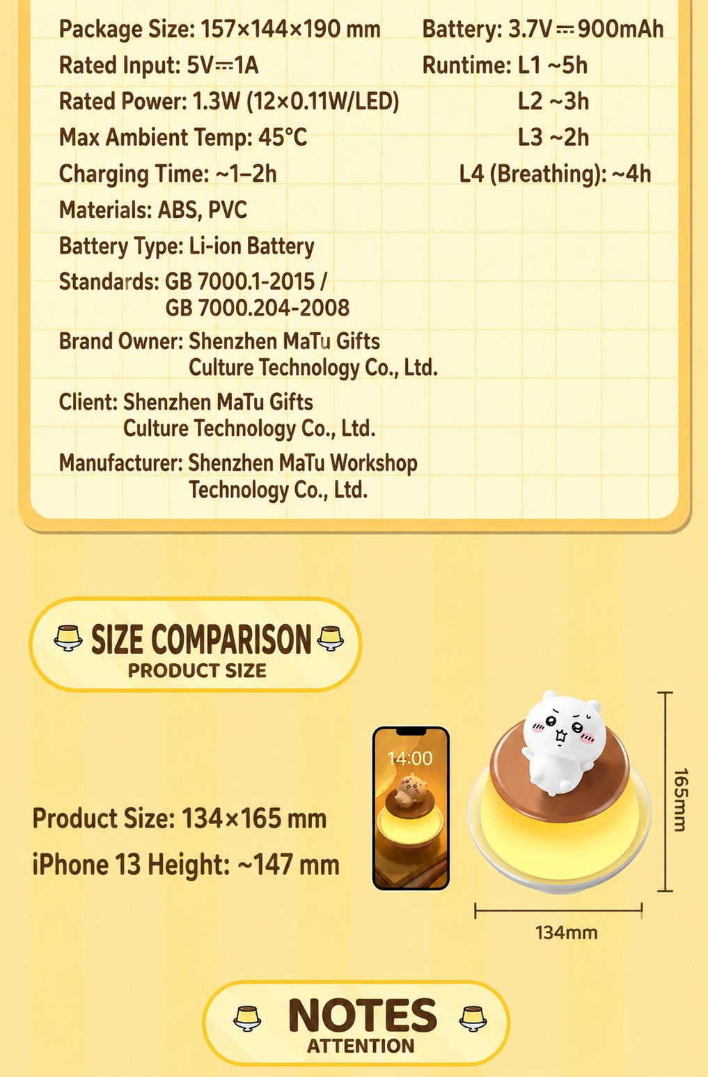Chiikawa Pudding Lamp — Night Light