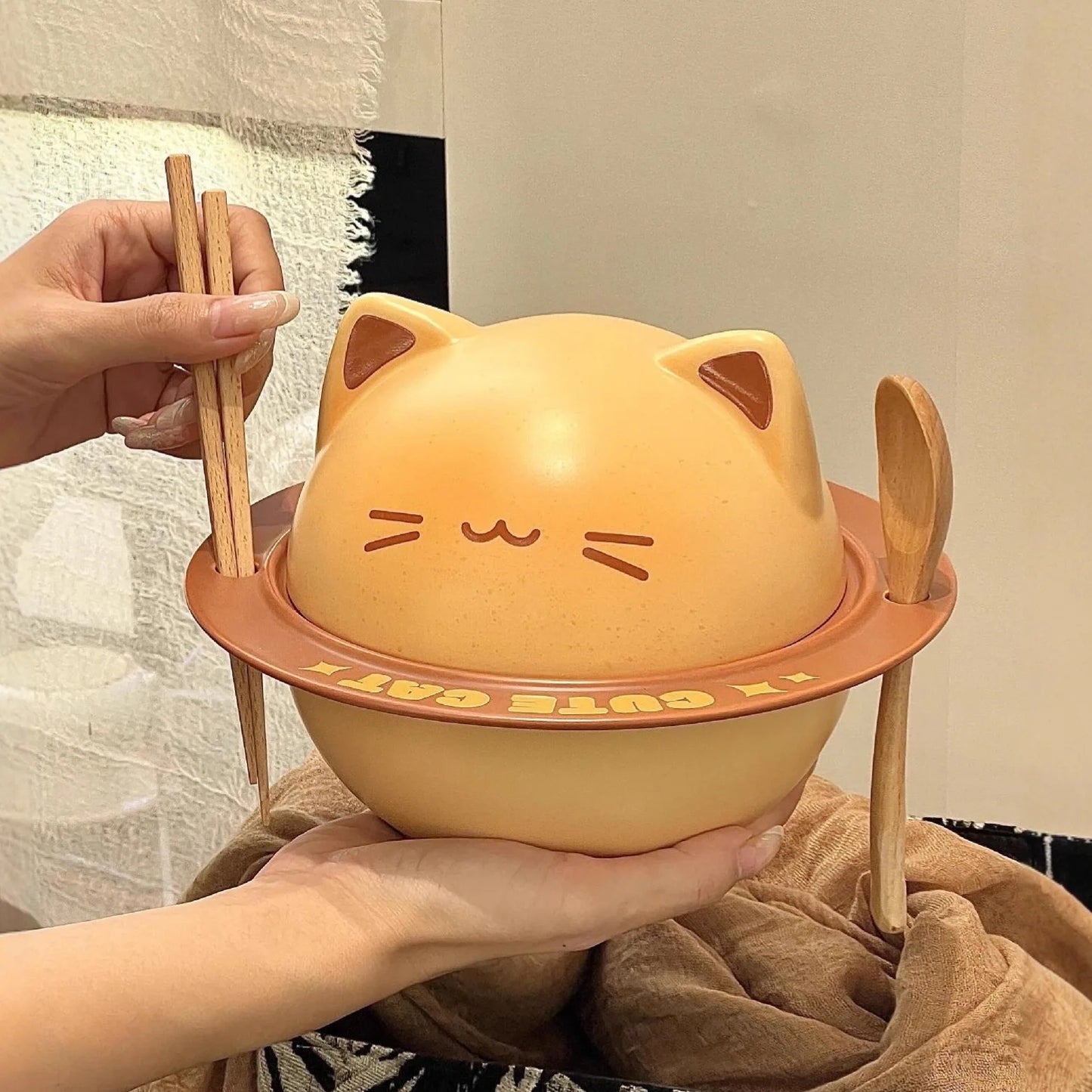 Ceramic Cat Ramen Bowl
